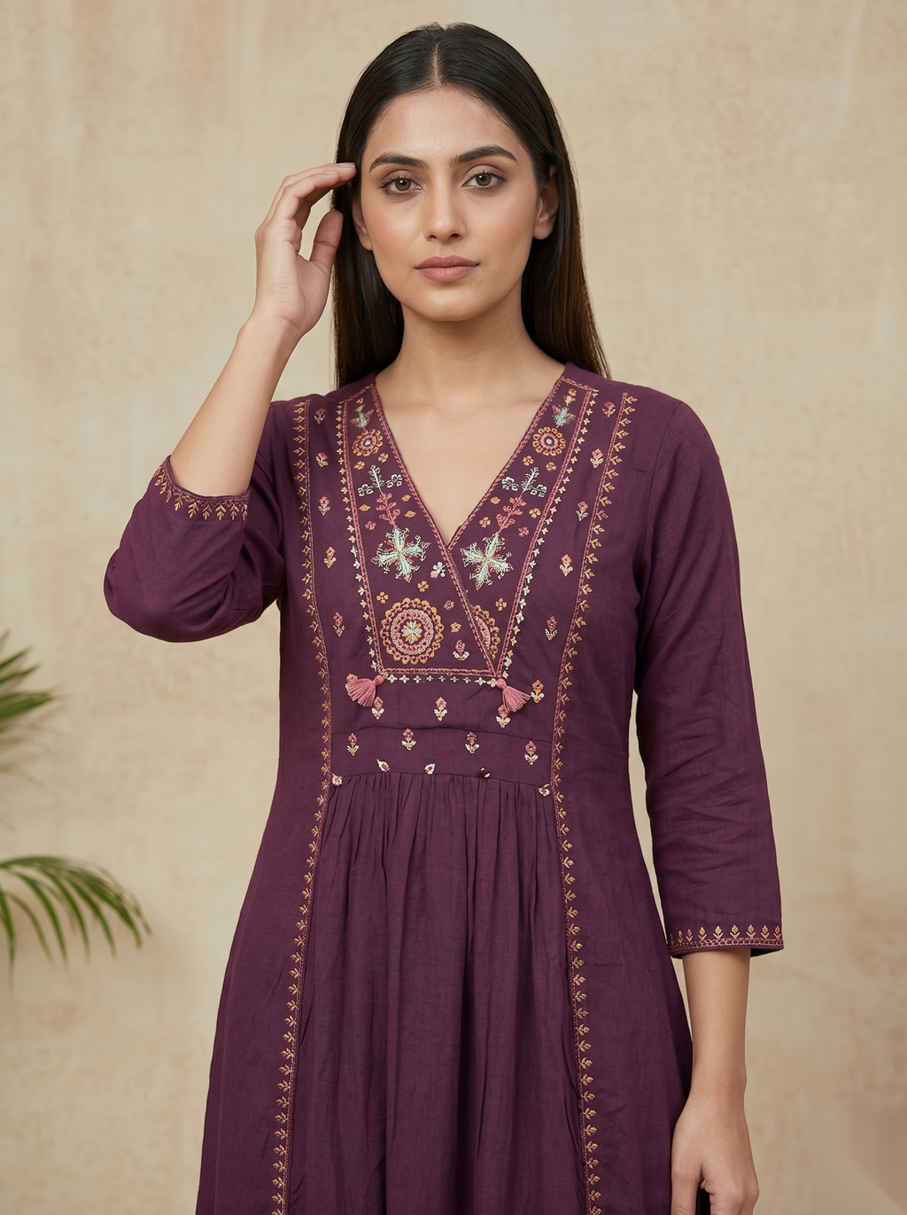 Maroon Long Top Umbrella Kurti