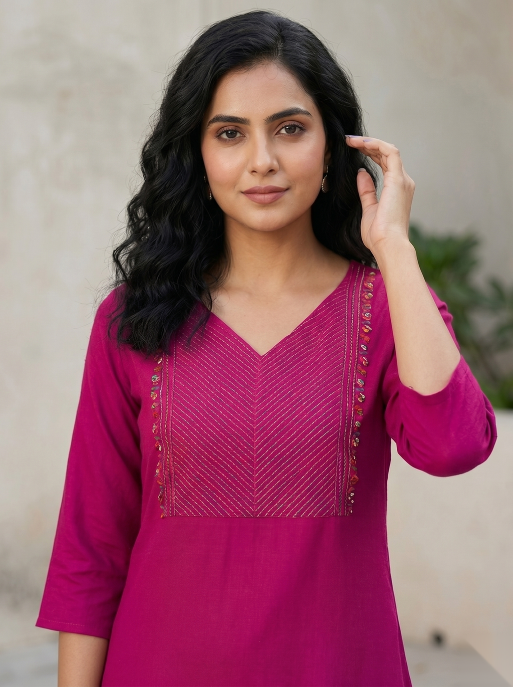 Pink Silver line Long Top