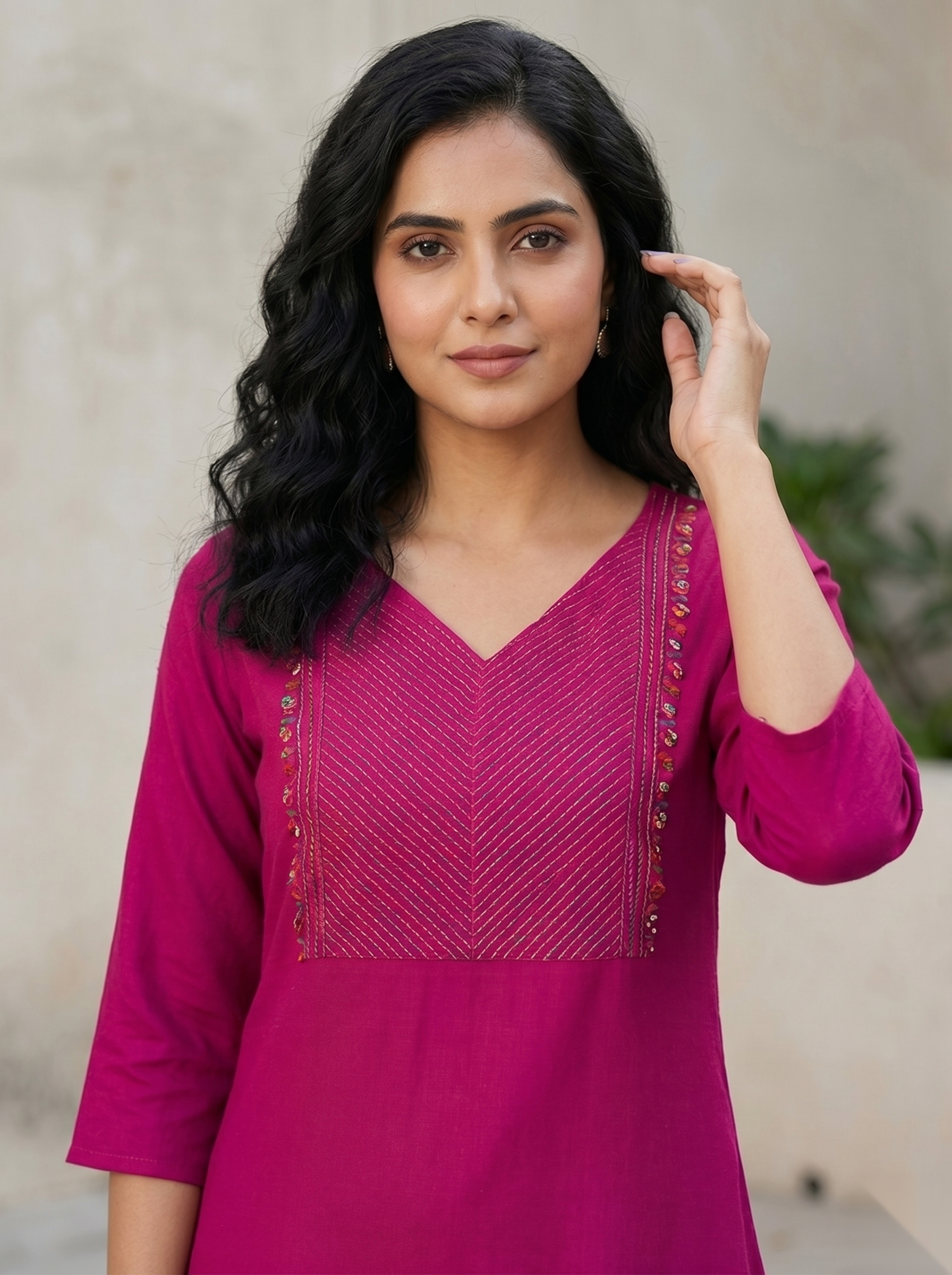 Pink Silver line Long Top