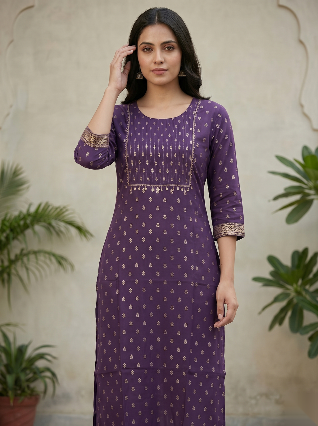 Violet Long D2 Top Kurti