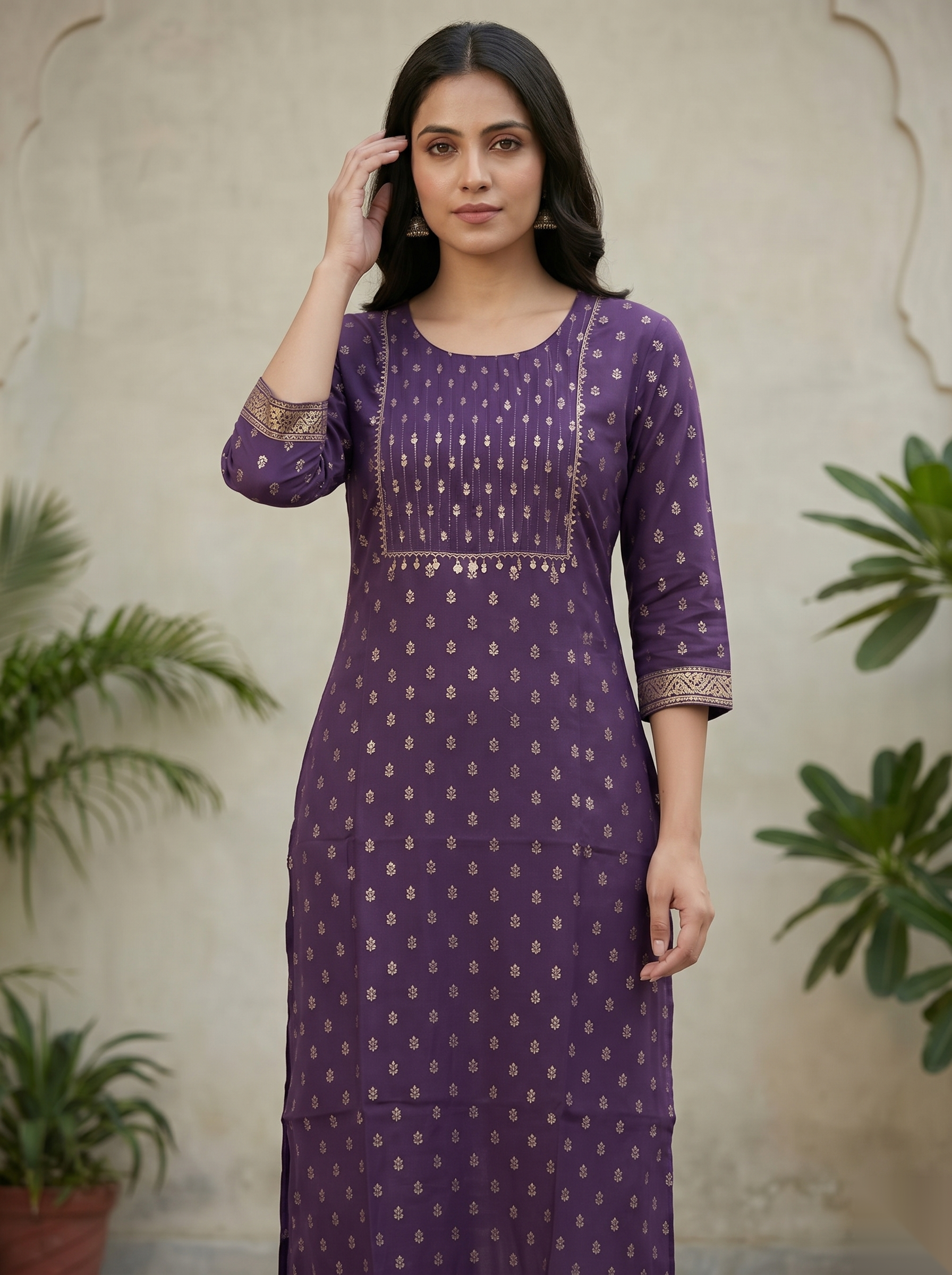Violet Long D2 Top Kurti