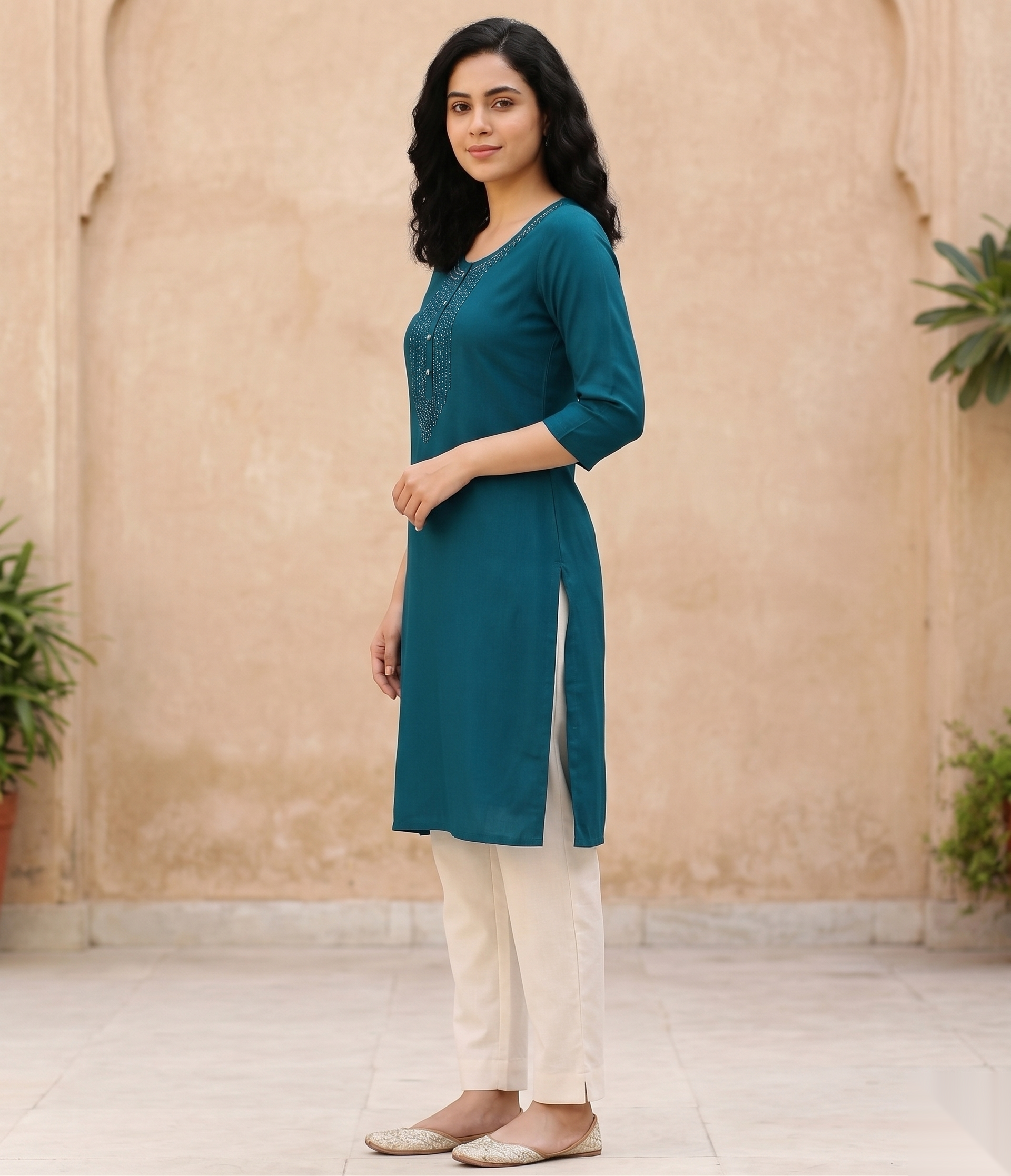 Green Stone Long Top