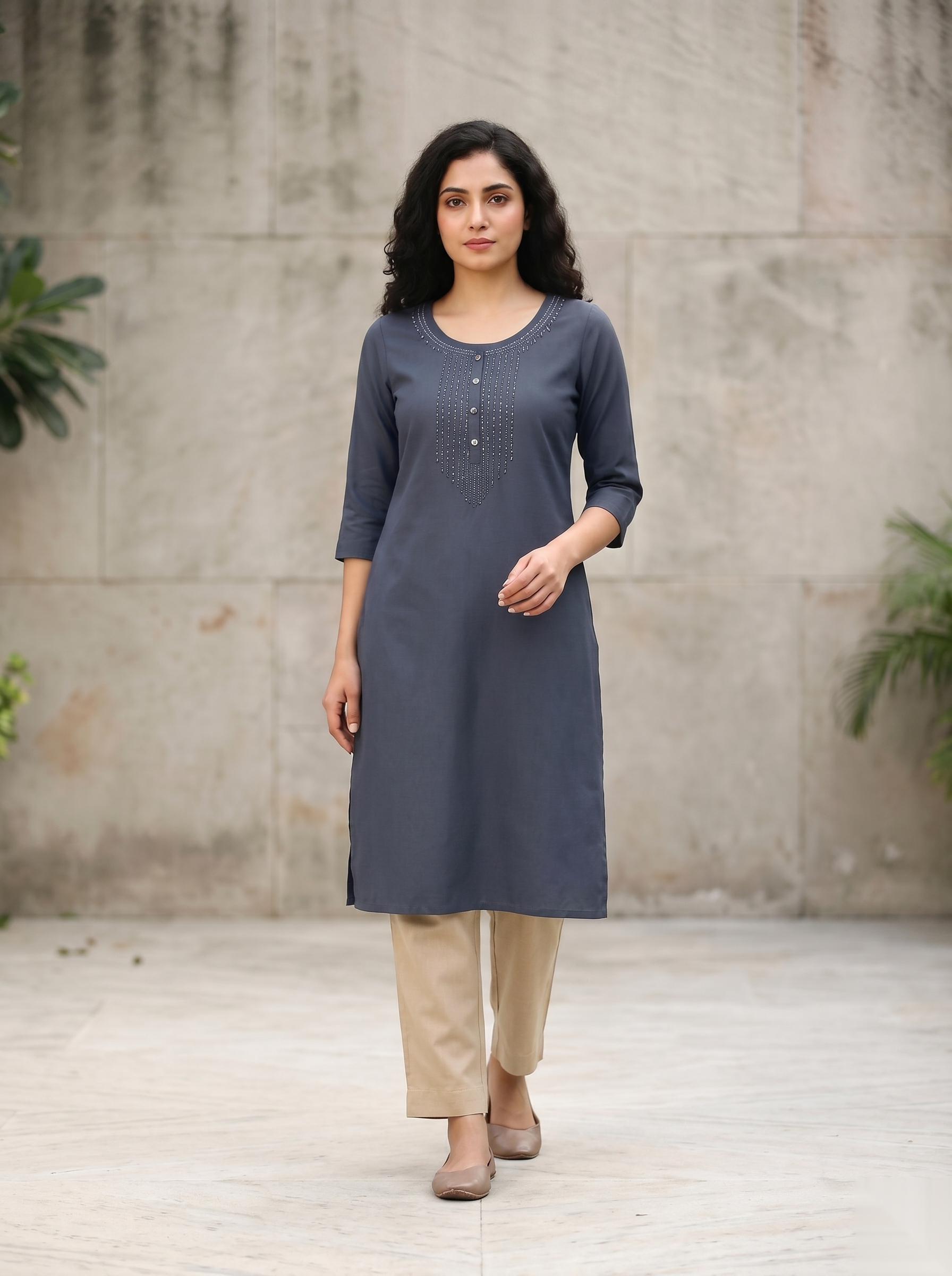 Grey Stone Long Top