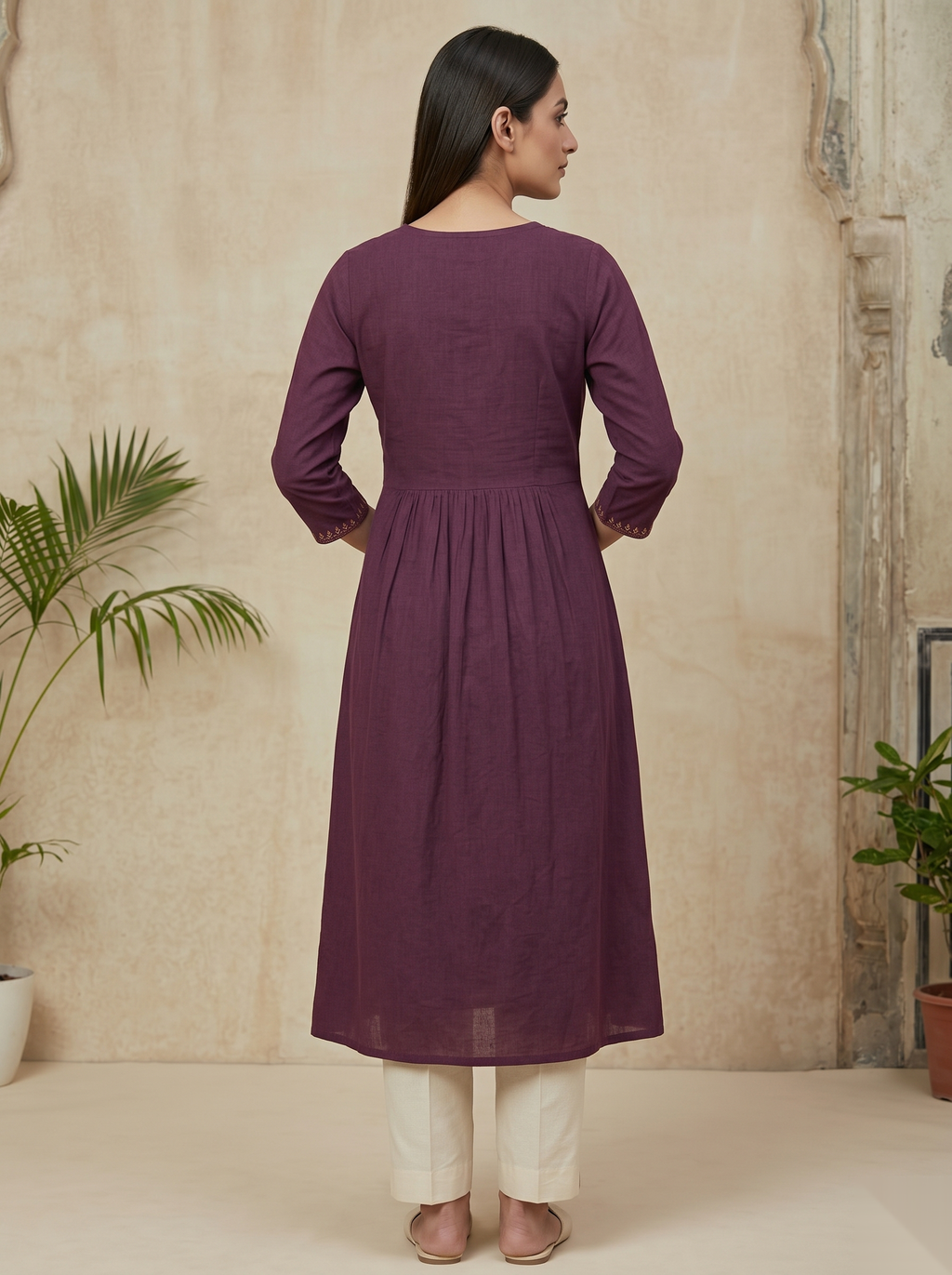 Maroon Long Top Umbrella Kurti