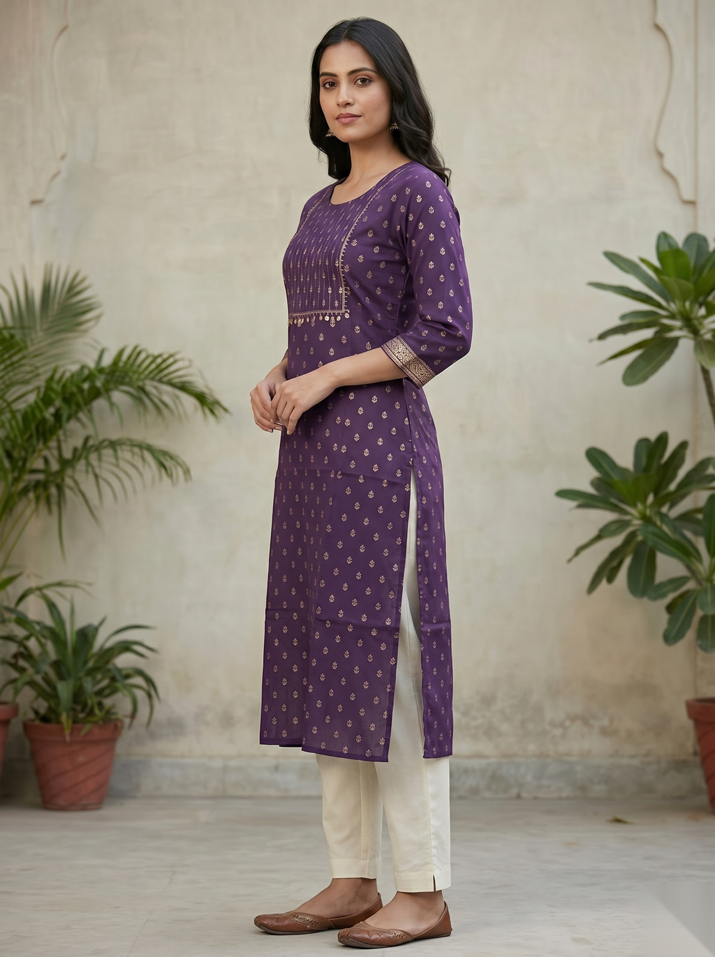 Violet Long D2 Top Kurti