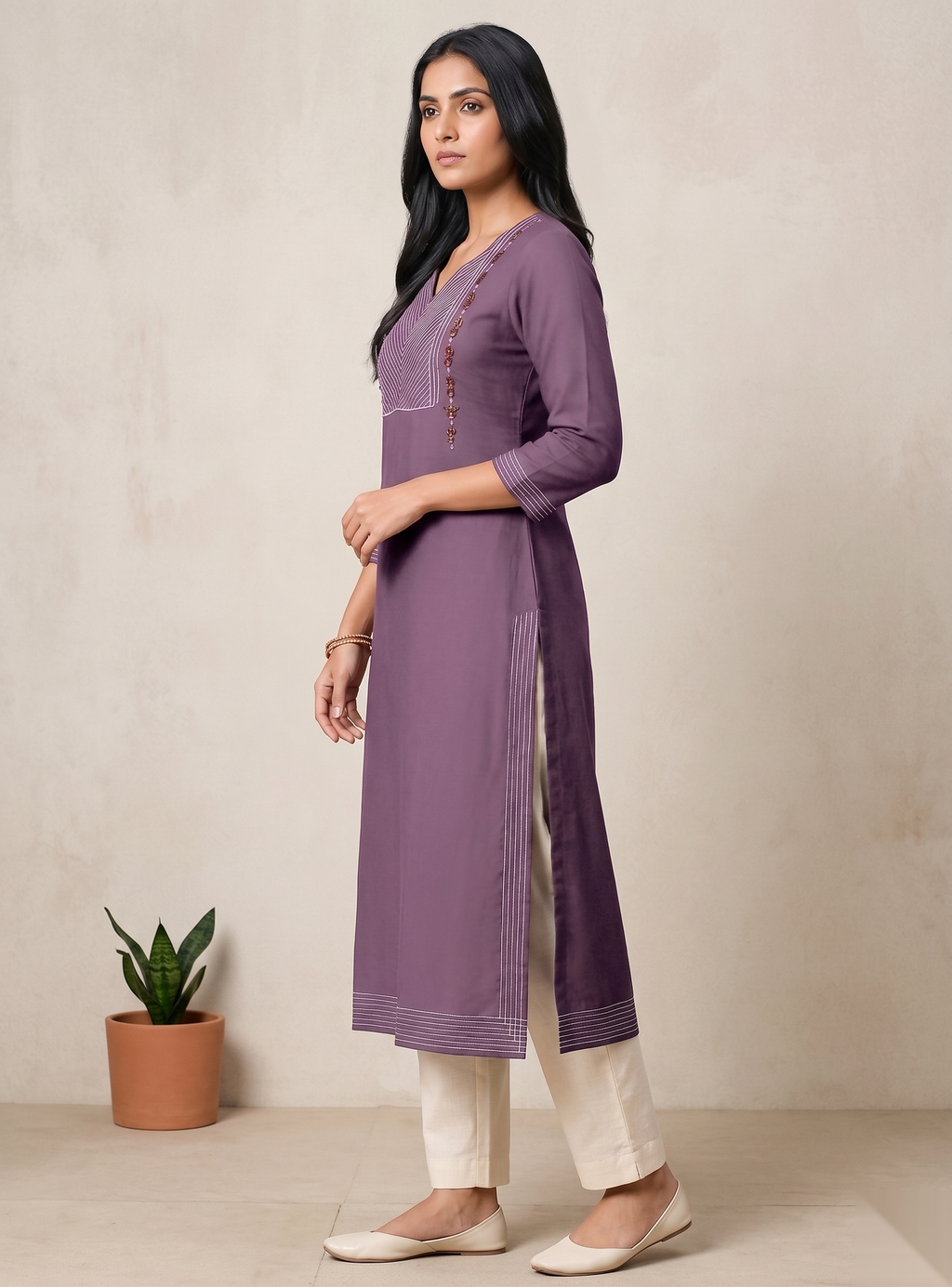 Purple SIlver line Long Top