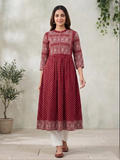 Maroon Long Top Umbrella Kurti