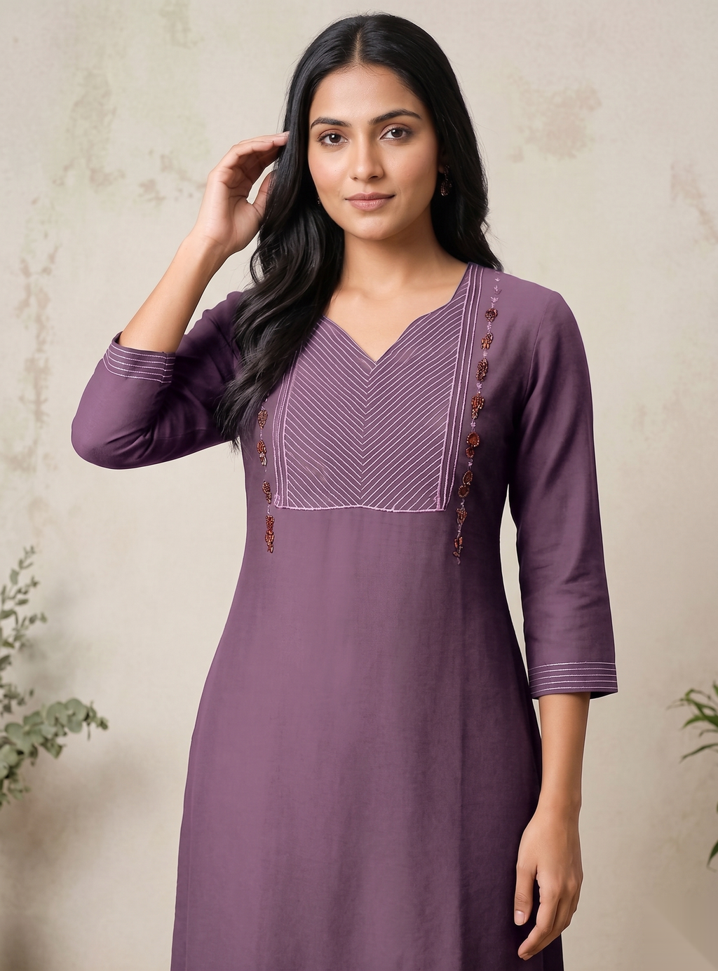 Purple SIlver line Long Top