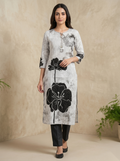 Grey-Black Printed Long Top