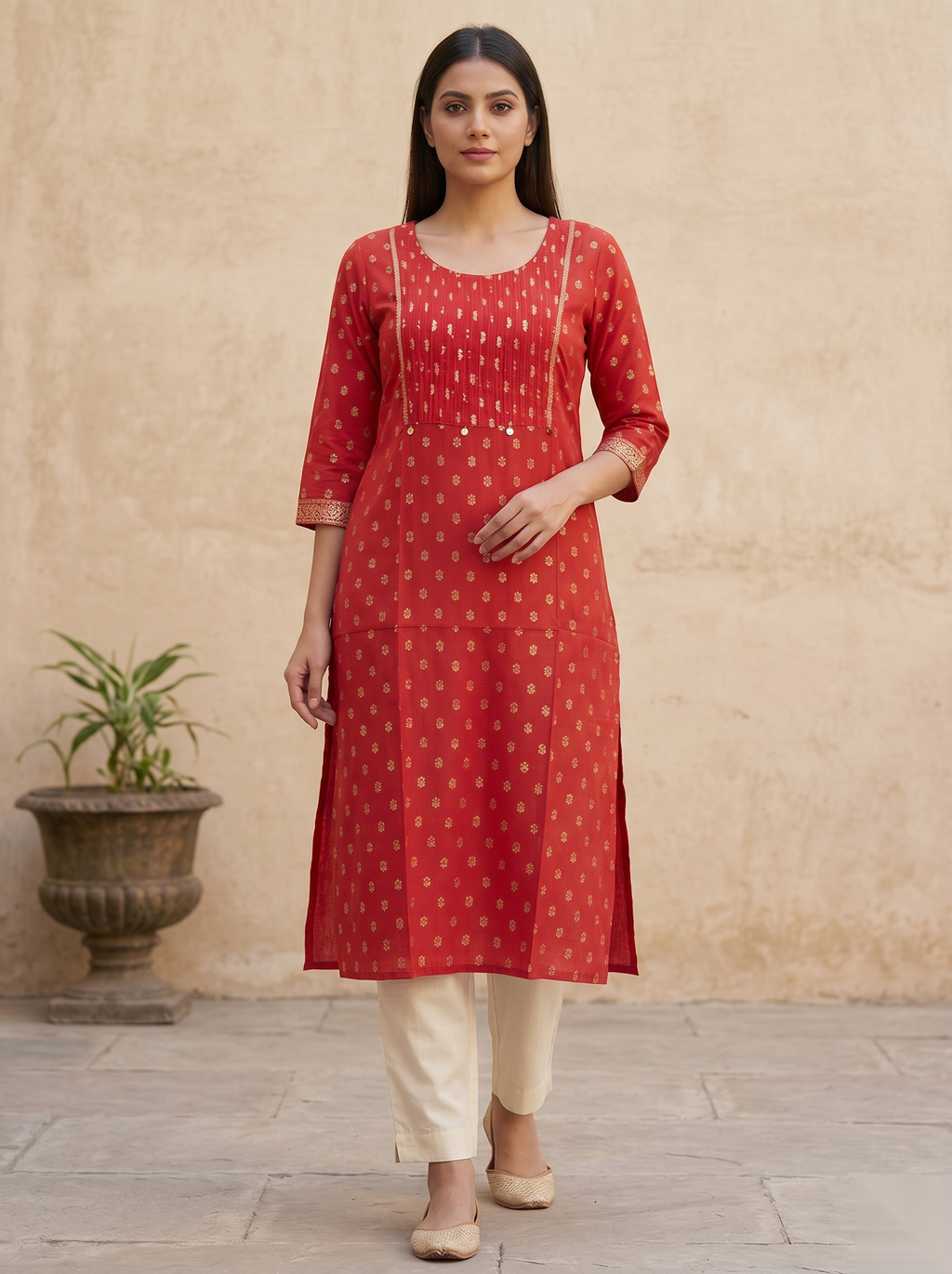 Light Red Long Top Kurti