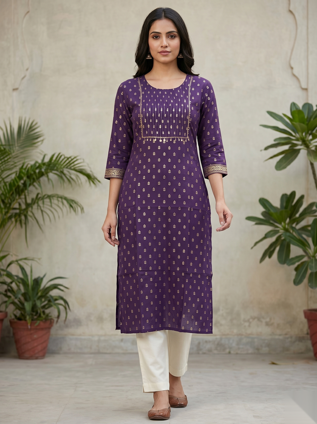 Violet Long D2 Top Kurti
