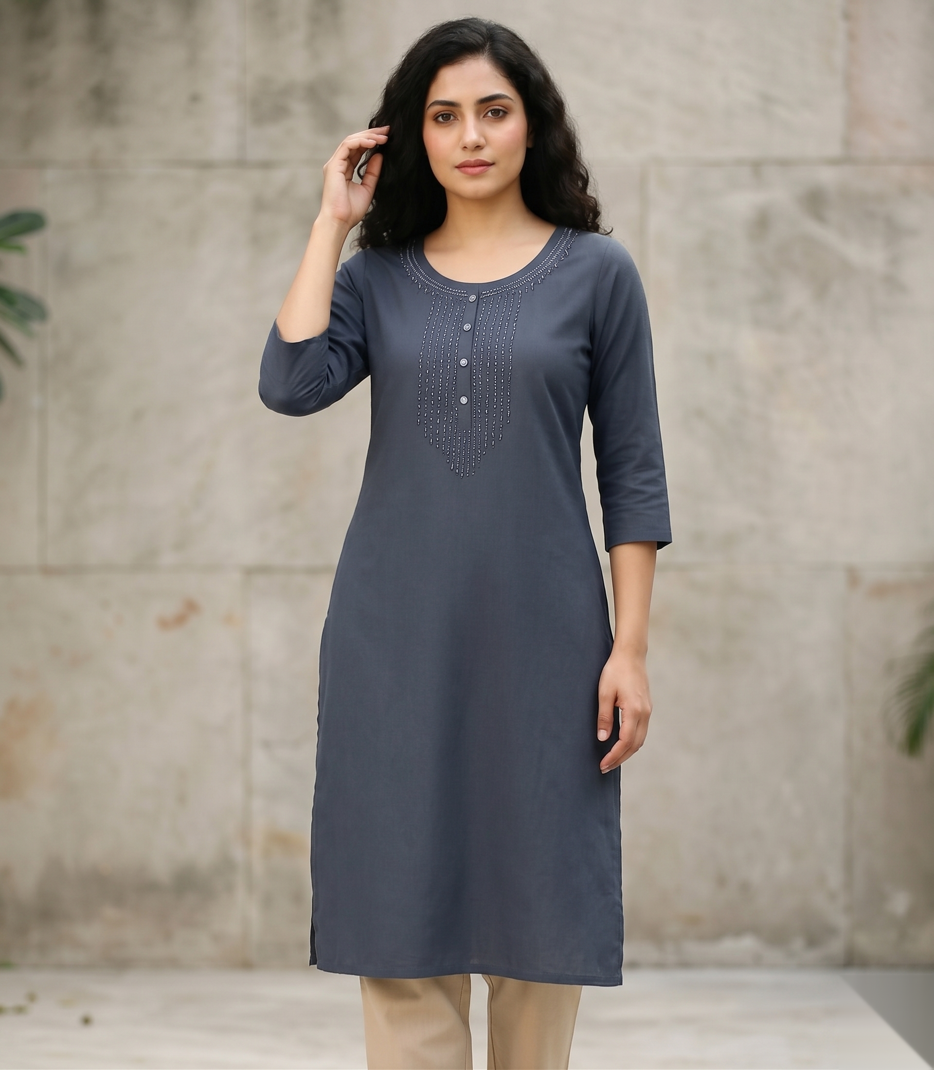 Grey Stone Long Top